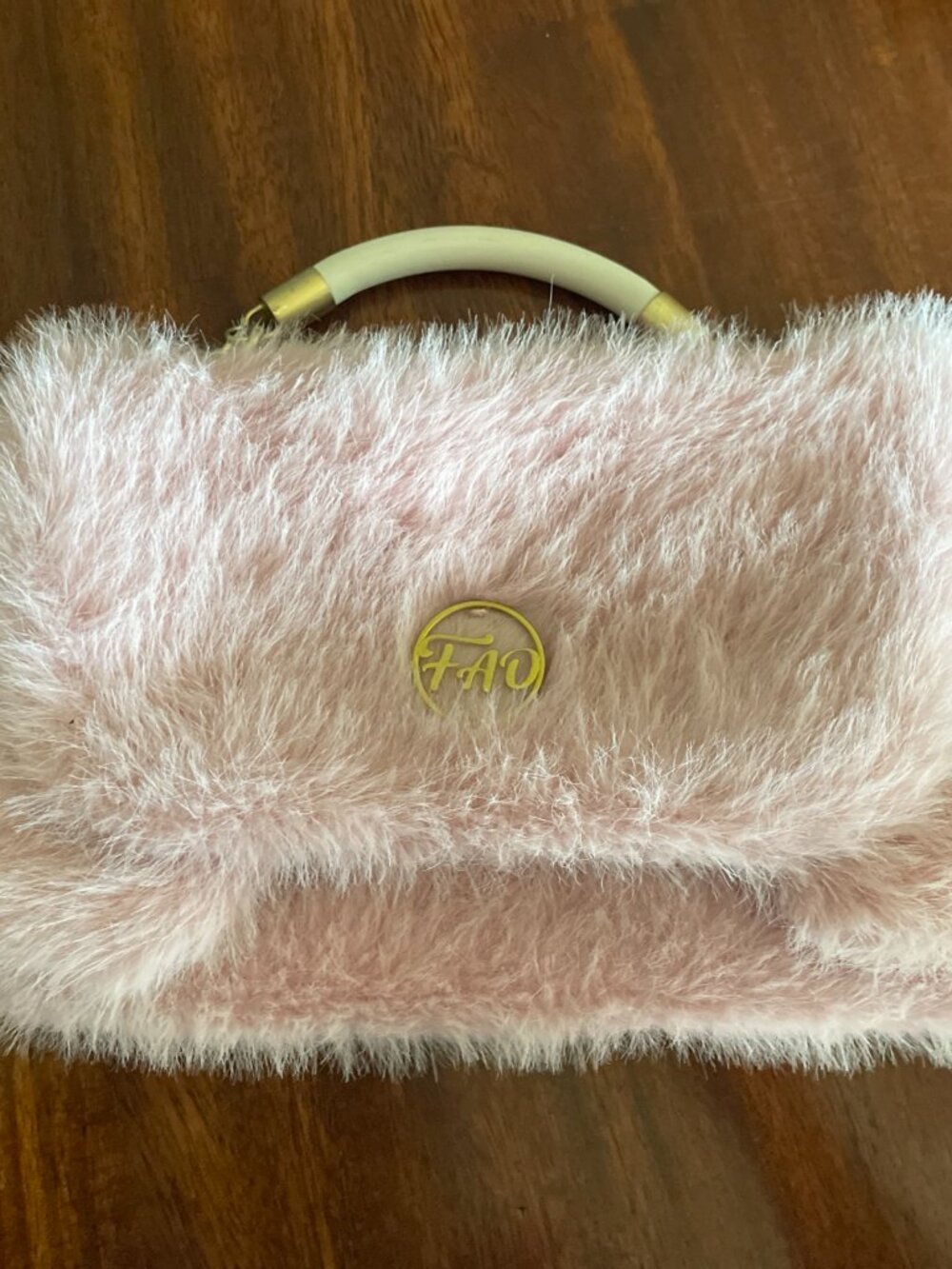 FAO Schwarz Baby Doll Pink Fuzzy Faux FurPad Diaper Bag/Changing Pad